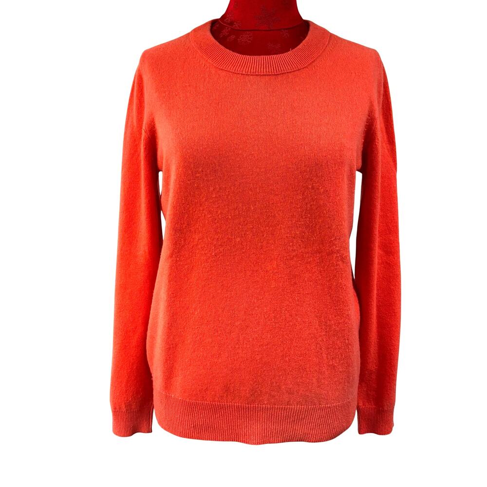 Enzo Mantovani 100% Cashmere Pullover Sweater Size L peachy orange long sleeves
